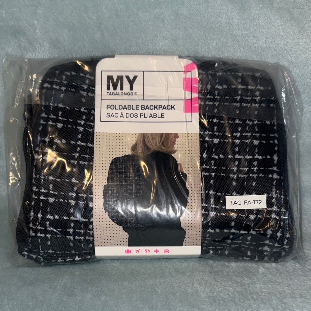 MYTAGALONGS Black and White Foldable Backpack